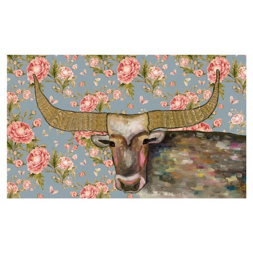 Kaleidoscope Bull Floral Canvas Art