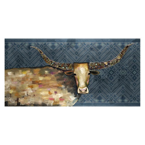 Kaleidoscope Longhorn Tribal Blue Canvas Art