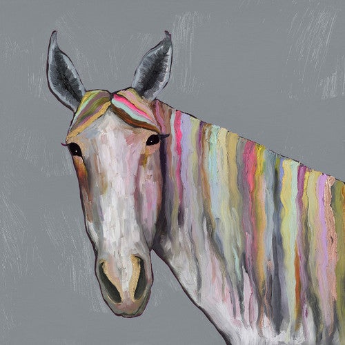 Kaleidoscope Stallion on Gray Canvas Art