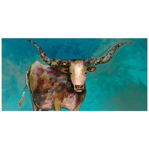 Prismatic Longhorn Turquoise Canvas Art