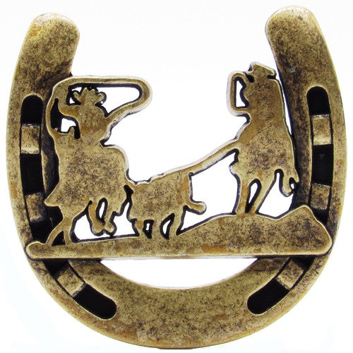 Roping Cowboys in Horseshoe Knobs - Set of 2