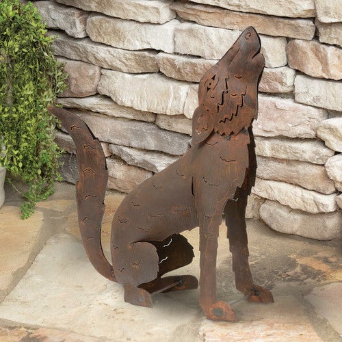 Howling Coyote Metal Sculpture - Medium