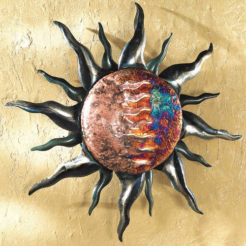 Copper Dripped Sun Metal Wall Art
