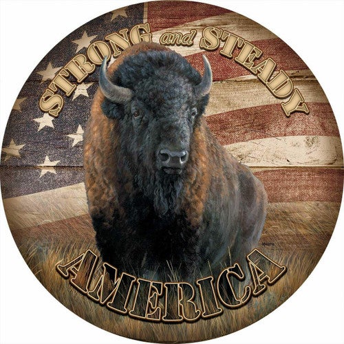 American Buffalo Round Wood Sign