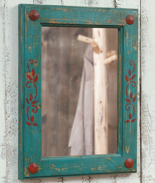 Turquoise and Red Mirror