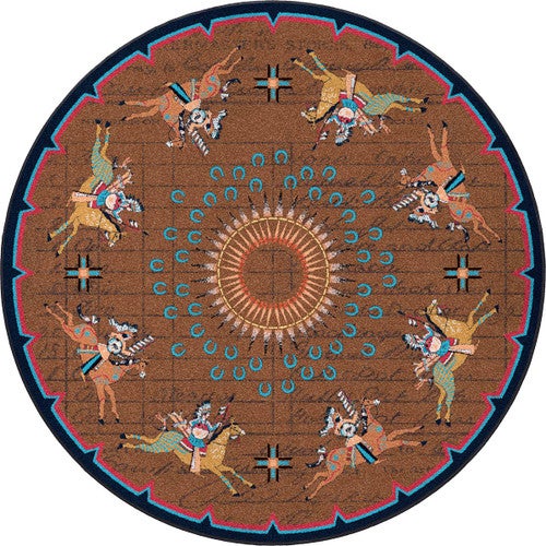 Battle Records Brown Rug - 8 Ft. Round