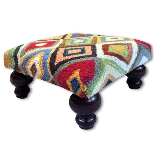 Bert Hooked Wool Footstool
