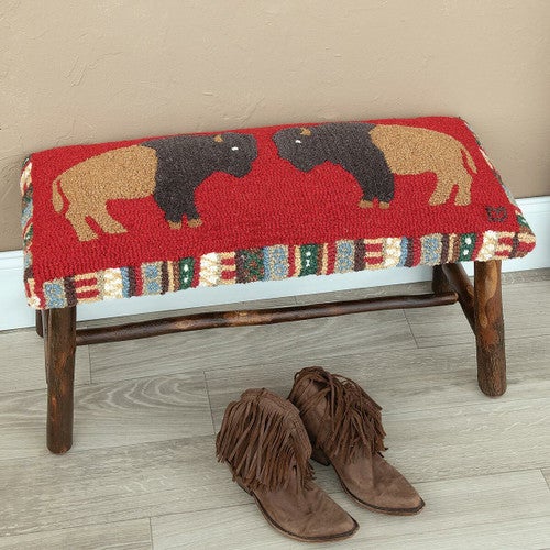 Bison Ridge Hooked Wool Bench
