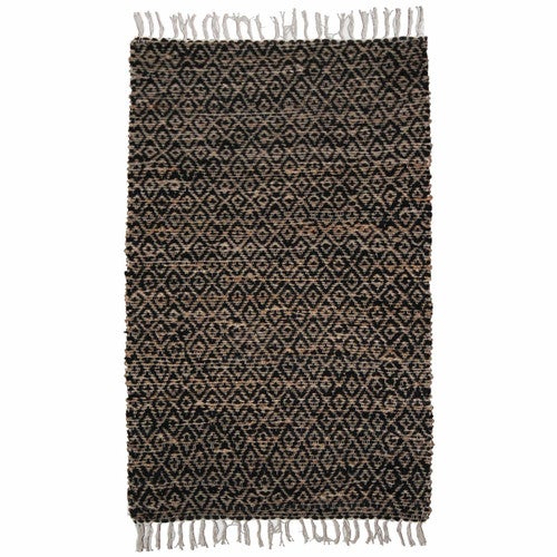Black Hemp Diamond Rug - 3 x 12