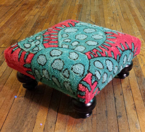 Bloomer Cactus Hooked Wool Footstool