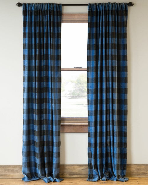 Blue Buffalo Check Drapes
