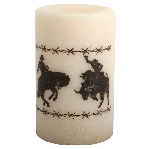 Bronco Riders Pillar Candle - 6 Inch