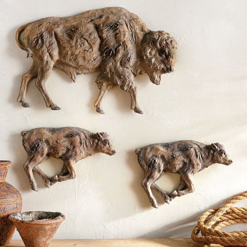 Buffalo Roam Wall Sculptures (3pc)