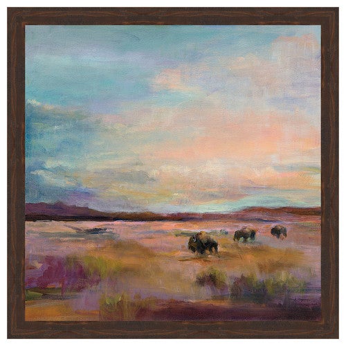 Buffalo Under Big Sky Framed Canvas