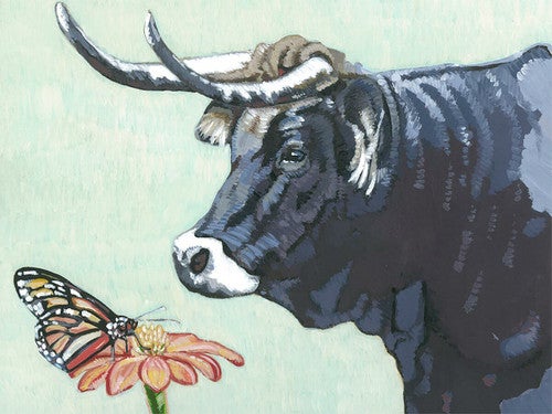 Bull & Butterfly Canvas Wall Art