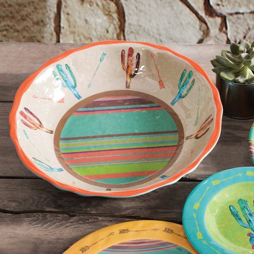 Cactus Design Melamine Serving Bowl