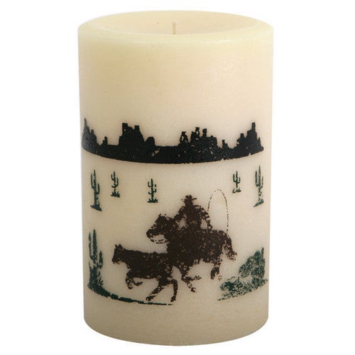 Calf Roper Pillar Candle - 6 Inch