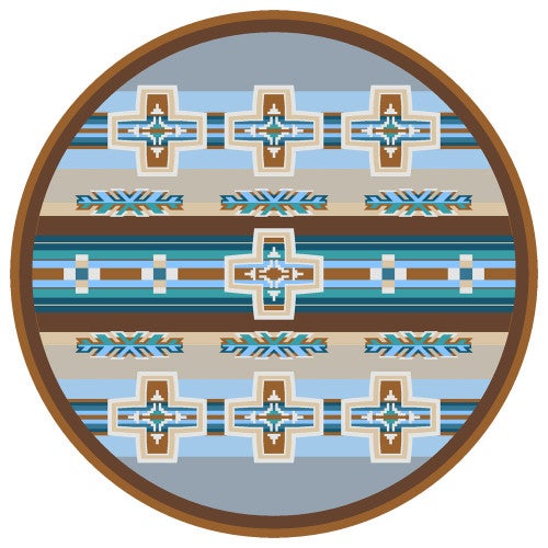 Canyon Cross Blue Rug - 8 Ft. Round