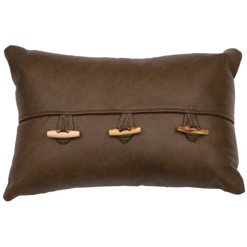 Leather Toggle Button Pillow - Fabric Back