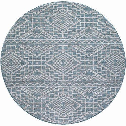 Chandler Aqua Indoor/Outdoor Rug - 8 Ft. Round
