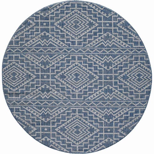 Chandler Blue Indoor/Outdoor Rug - 8 Ft. Round