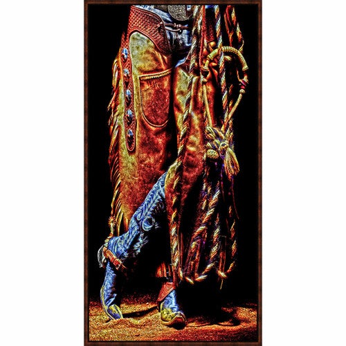 Chaps and Blue Boots Framed Canvas