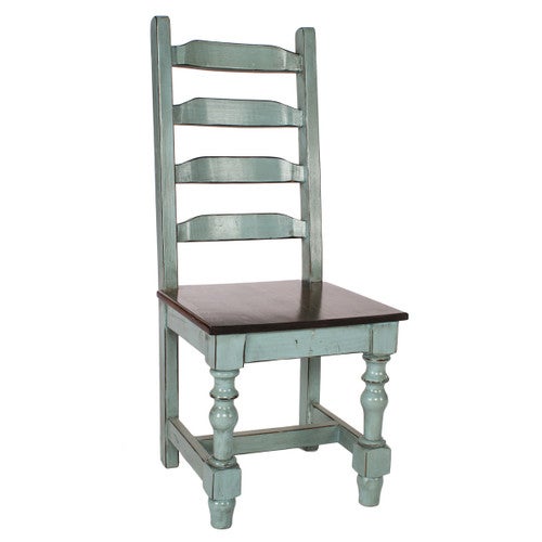 Chocolate and Light Turquoise Buganda Side Chair