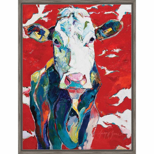 Rainbow Cow Framed Canvas