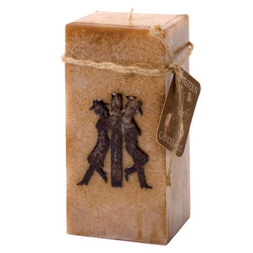 Cowboy & Cowgirl Embedded Pillar Candle