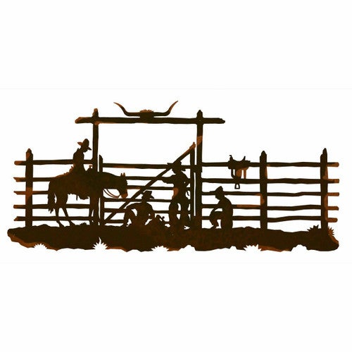 Cowboy Corral Metal Wall Art - 57 Inch