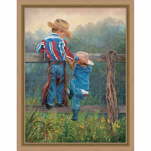 Cowboy Tots Framed Canvas