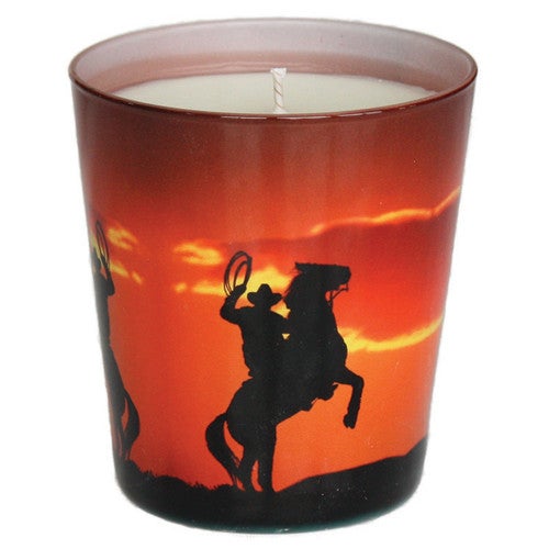Cowboys at Sunset Candle