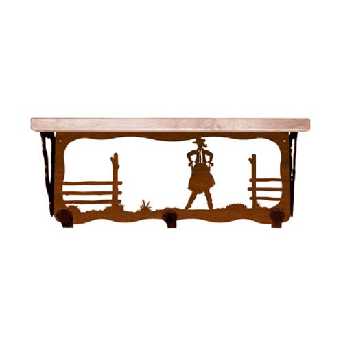 Cowgirl 20 Inch Pine Hook Shelf