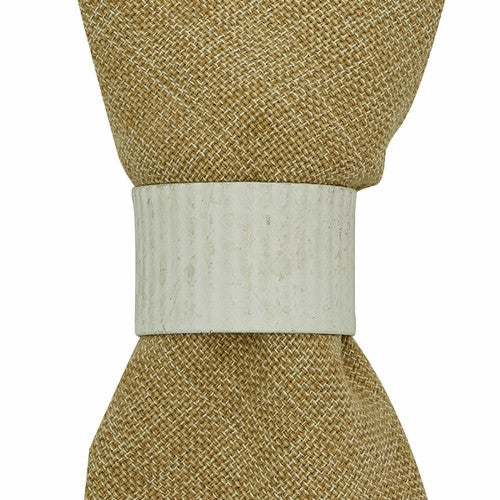 Cream Rippled Metal Napkin Ring - Set of 4