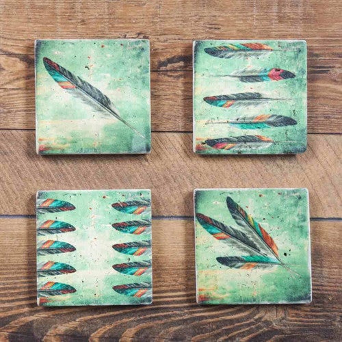 Dancing Feathers Coasters - Set of 4