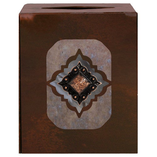 Diamond Copper Concho Square Tissue Box Cover