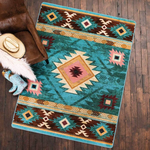 Diamond Creek Turquoise Rug - 4 x 5