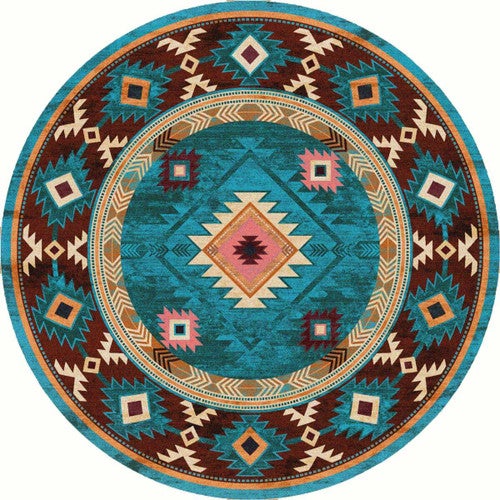 Diamond Creek Turquoise Rug - 8 Ft. Round