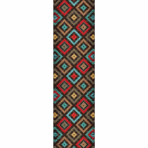 Diamond Dance Turquoise Rug - 2 x 8