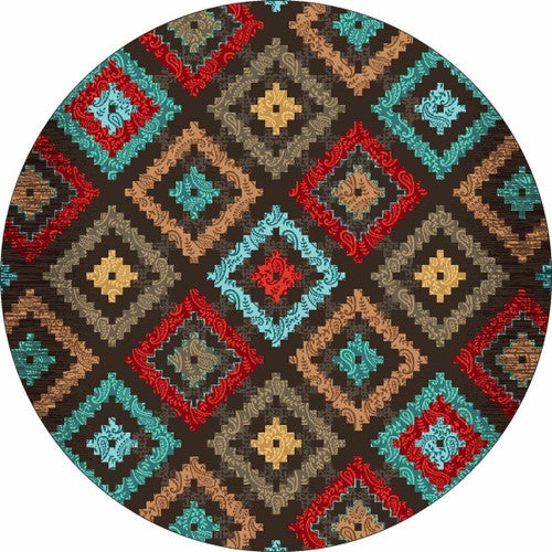 Diamond Dance Turquoise Rug - 8 Ft. Round