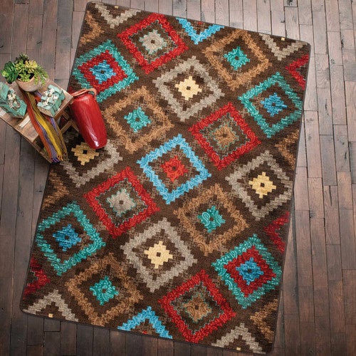 Diamond Dance Turquoise Rug - 8 x 11