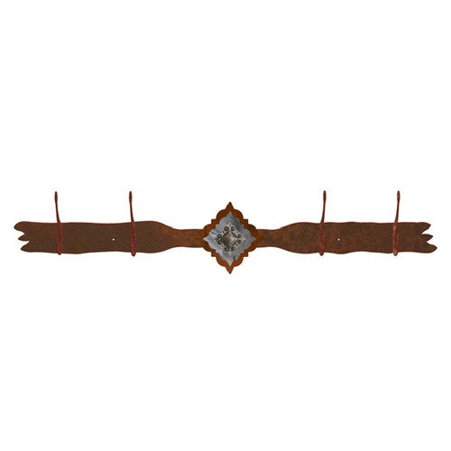 Diamond Old Silver Berry Concho 4 Hook Coat Rack