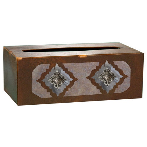 Diamond Silver Concho Rectangle Tissue Box Cover