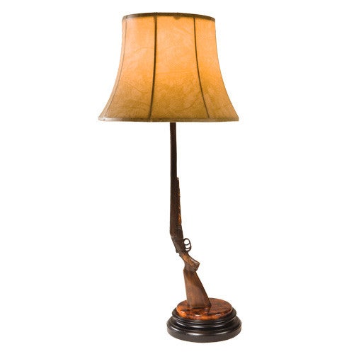 Double Barrel Shotgun Table Lamp with Faux Leather Shade