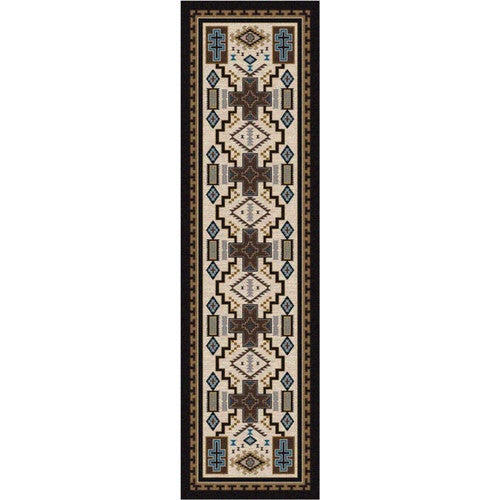 Double Cross Blue Rug - 2 x 8