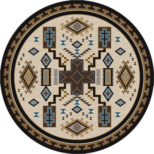 Double Cross Blue Rug - 8 Ft. Round
