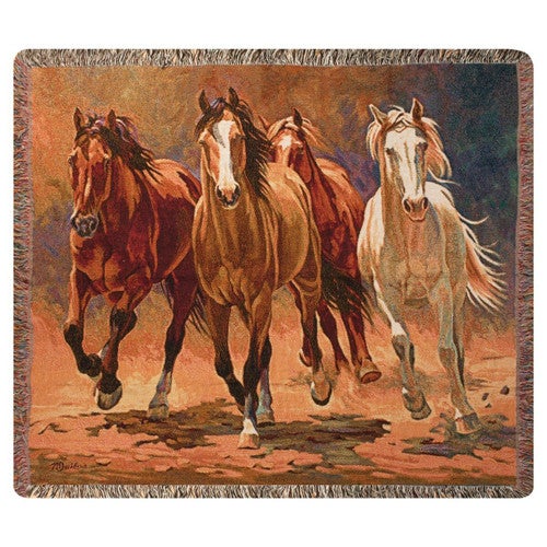 Dusty Stallions Tapestry Throw