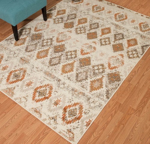 Faded Sawtooth Linen Diamond Rug - 8 x 11