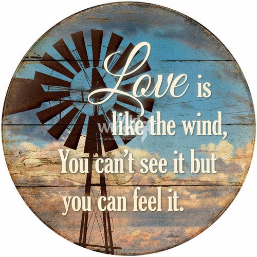 Feel Love Round Wood Sign
