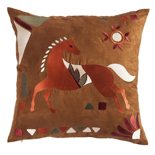 Fire Dance Embroidered Horse Pillow